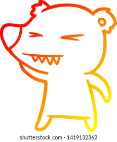 warm gradient line drawing of a angry polar bear cartoon
