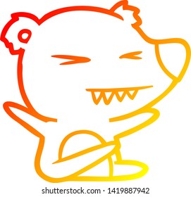 warm gradient line drawing of a angry bear cartoon