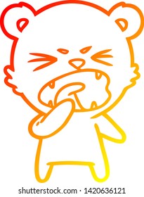warm gradient line drawing of a angry cartoon bear shouting