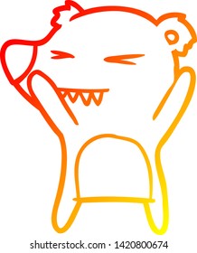 warm gradient line drawing of a angry bear cartoon