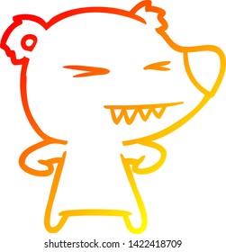 warm gradient line drawing of a angry polar bear cartoon