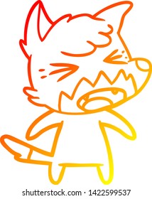 warm gradient line drawing of a angry cartoon fox