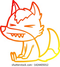 warm gradient line drawing of a angry wolf cartoon