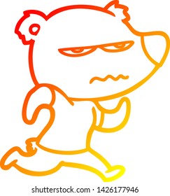 warm gradient line drawing of a angry bear polar cartoon