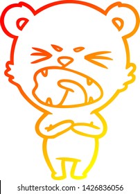 warm gradient line drawing of a angry cartoon polar bear