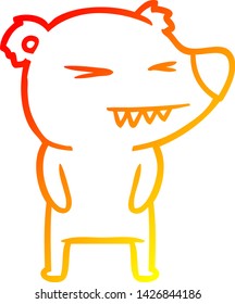 warm gradient line drawing of a angry polar bear cartoon