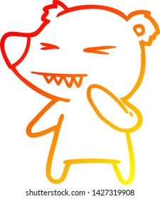 warm gradient line drawing of a angry polar bear cartoon