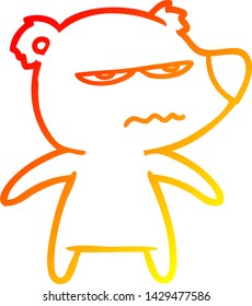 warm gradient line drawing of a angry bear cartoon