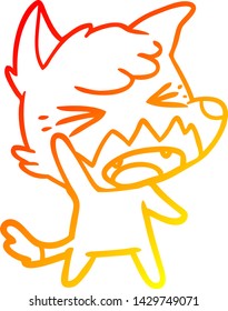 warm gradient line drawing of a angry cartoon fox