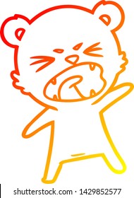 warm gradient line drawing of a angry cartoon polar bear