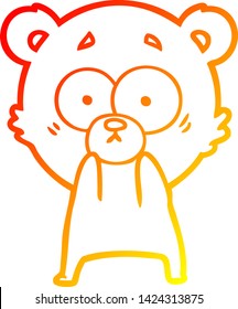 warm gradient line drawing of a anxious bear cartoon