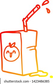 dibujo de línea de degradado cálido de una caja de jugo de manzana