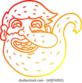 warm gradient line drawing of a bearded cartoon man