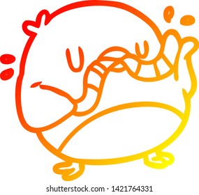 dibujo de línea de degradado cálido de un gusano que come pájaros