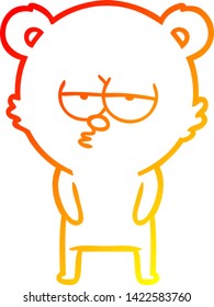 warm gradient line drawing of a bored polar bear cartoon