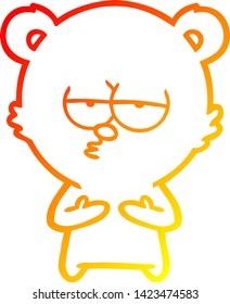 warm gradient line drawing of a bored bear cartoon