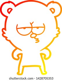 warm gradient line drawing of a bored polar bear cartoon