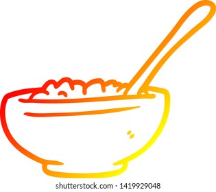 dibujo de línea de gradiente cálido de un bol de arroz