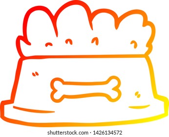 warm gradient line drawing of a bowl of dog food