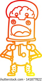 warm gradient line drawing of a cartoon robot