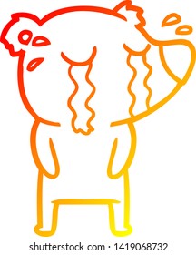 warme Farbverlauf-Linienzeichnung eines Cartoon-Weinbären