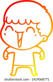 warm gradient line drawing of a cartoon happy man