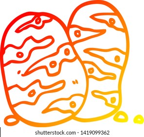 desenho de linha de gradiente quente de um desenho animado batatas