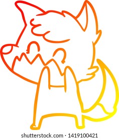 warm gradient line drawing of a cartoon friendly fox