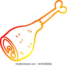 warm gradient line drawing of a cartoon well cooked meat