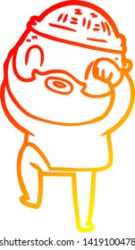 warm gradient line drawing of a cartoon bearded man