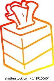 warm gradient line drawing of a cartoon tissue box