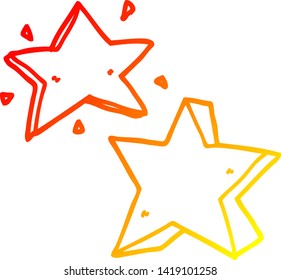 dibujo de línea de degradado cálido de una estrella de dibujos animados