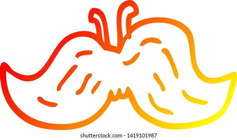 warm gradient line drawing of a cartoon mustache