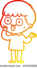 warm gradient line drawing of a cartoon man staring