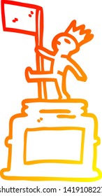 warm gradient line drawing of a cartoon monument statue