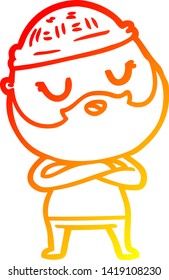 warm gradient line drawing of a cartoon man with beard