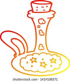 warm gradient line drawing of a cartoon magic potion