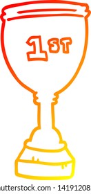 warm gradient line drawing of a cartoon sports trophy
