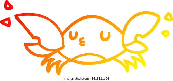 warm gradient line drawing of a cartoon crab