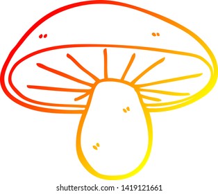 warm gradient line drawing of a cartoon mushroom