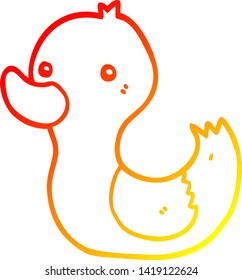 warme Farbverlauf-Linienzeichnung einer Cartoon-Ente