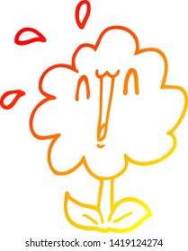 warme Farbverlauf-Linienzeichnung einer Cartoon-Blume