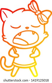 warme Farbverlauf-Linienzeichnung einer Cartoon-Gäichkatze