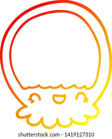 dibujo de línea de degradado cálido de una medusa de dibujos animados