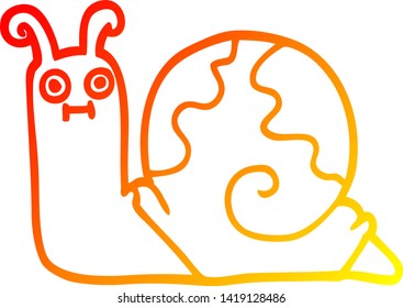 warm gradient line drawing of a cartoon snail