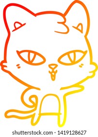 warm gradient line drawing of a cartoon cat