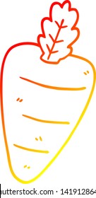 desenho de linha gradiente quente de uma cenoura de desenho animado