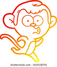 dibujo de línea de gradiente cálido de un mono sorprendido