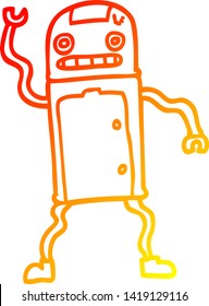 warm gradient line drawing of a cartoon robot