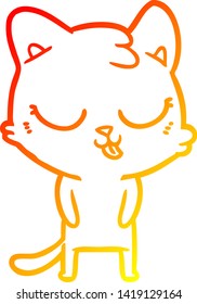 warme Farbverlauf-Linienzeichnung einer Cartoon-Katze